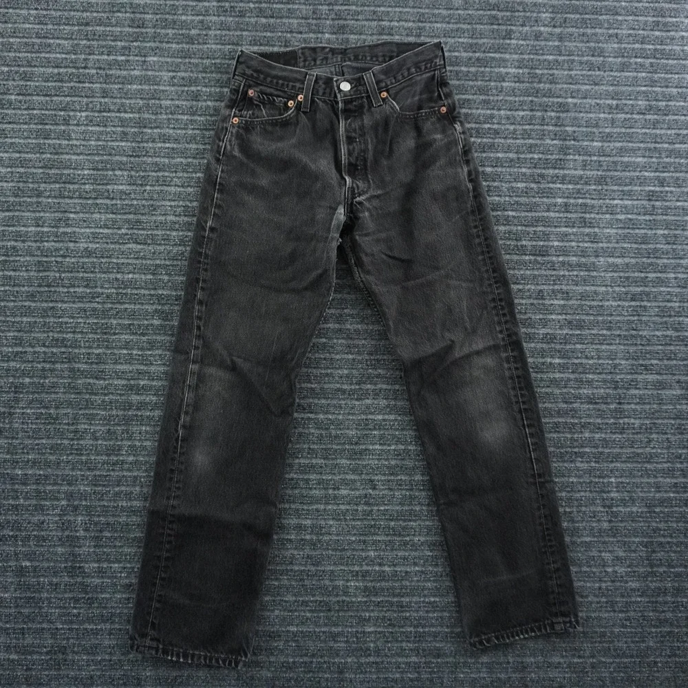 Levi's 501 Jeans Mens 29x30 Faded Black Straight Leg Vintage Made in USA Denim